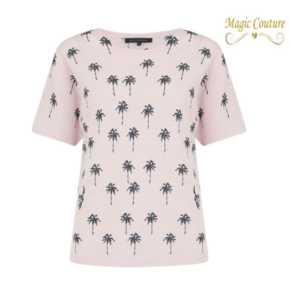 Skull Cashmere Elie Palm Tree Tee in Lilac Blossom Charcoal💗🌴💗 - Picture 2 of 11